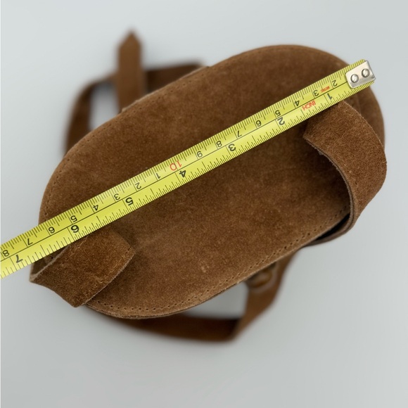 Cane Rattan And Suede Crossbody Bucket Bag - Picture 4 of 12